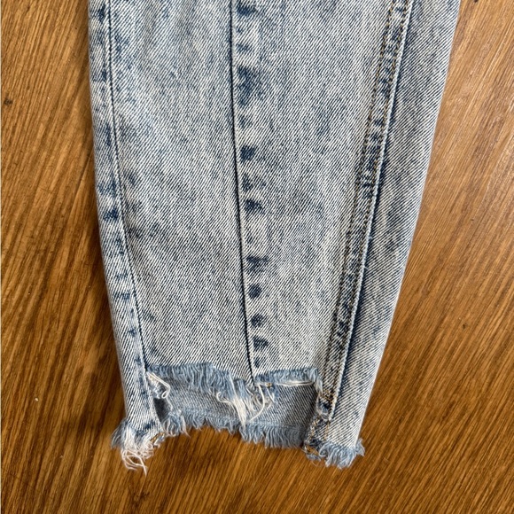 Zara Blue Straight Leg Jeans with Vintage-Inspired Look - Picture 4 of 12